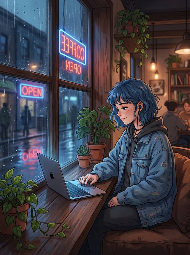 咖啡店角落学习