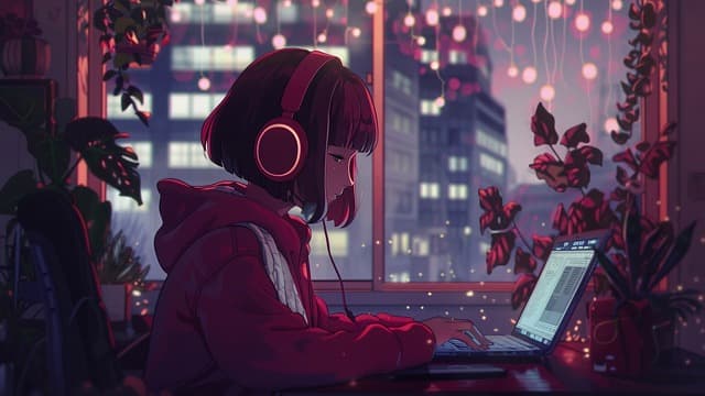 Rooftop Lofi Scene at Dusk